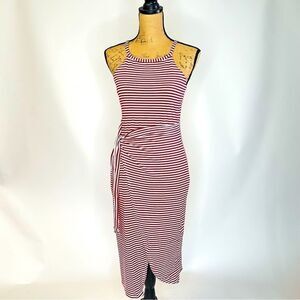 NWT Nollsom Red & White Striped Faux Wrap Dress, Size Small
